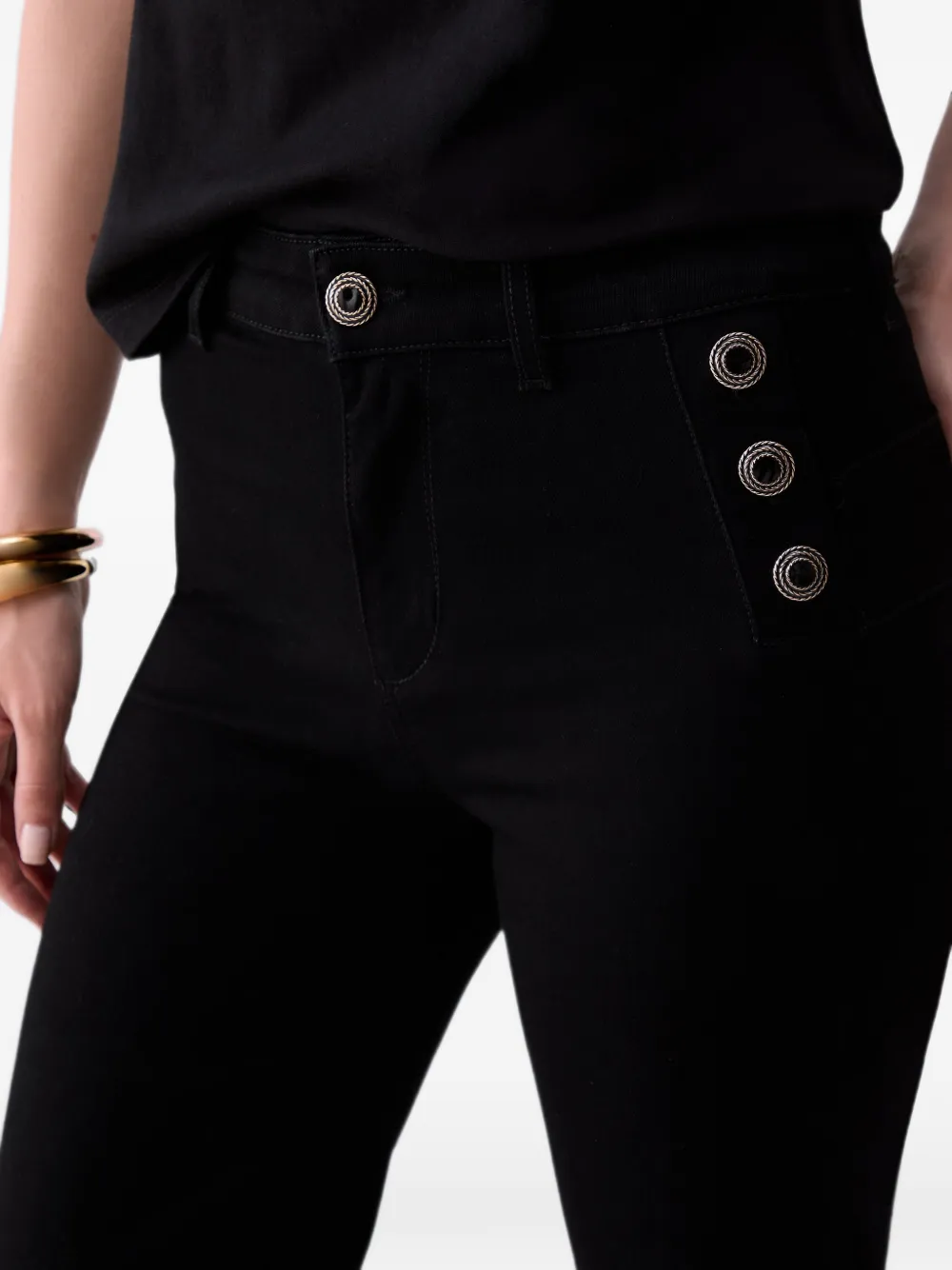 LIU JO Flared jeans met sierknopen Zwart