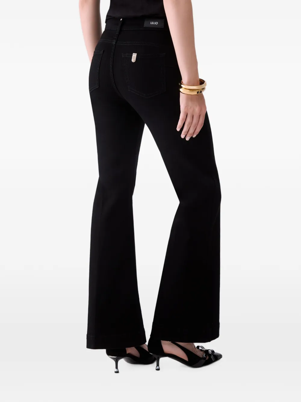 LIU JO Flared jeans met sierknopen Zwart