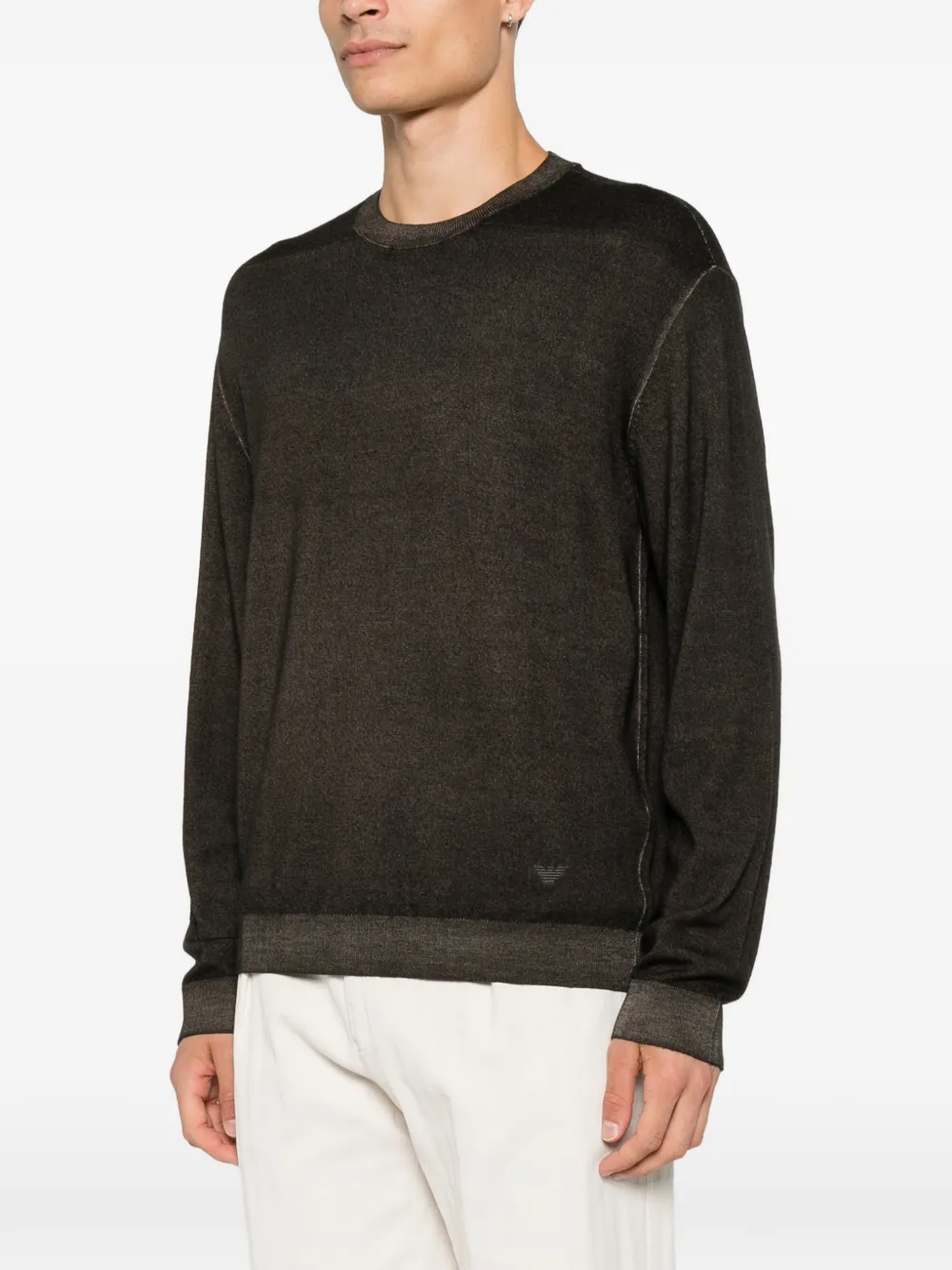 Emporio Armani Wollen trui met geribbelde afwerking Groen