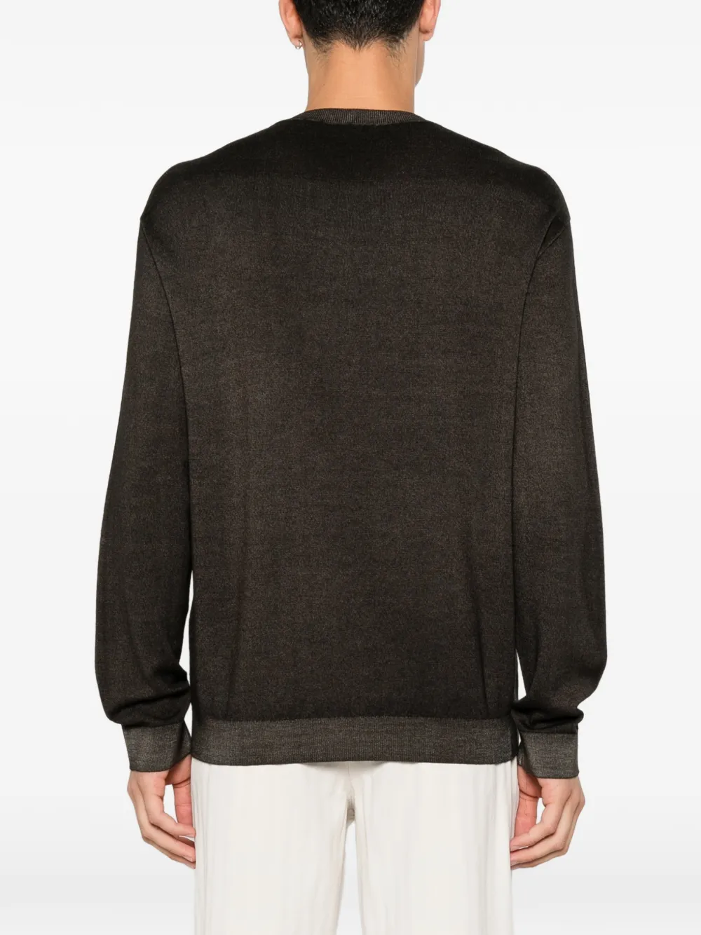 Emporio Armani Wollen trui met geribbelde afwerking Groen