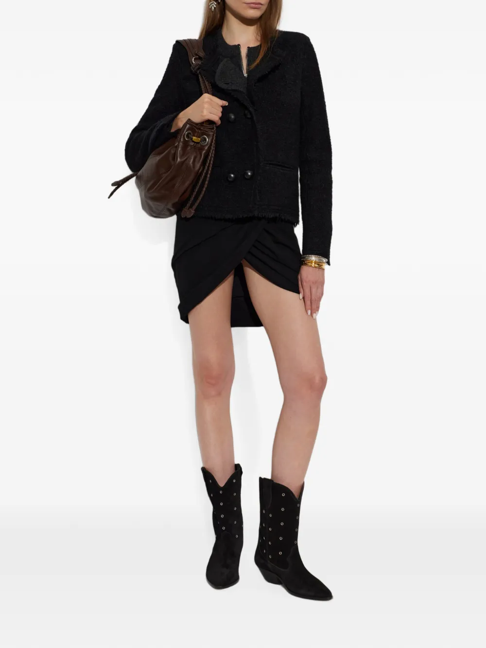 ISABEL MARANT Suely jack met franje Zwart