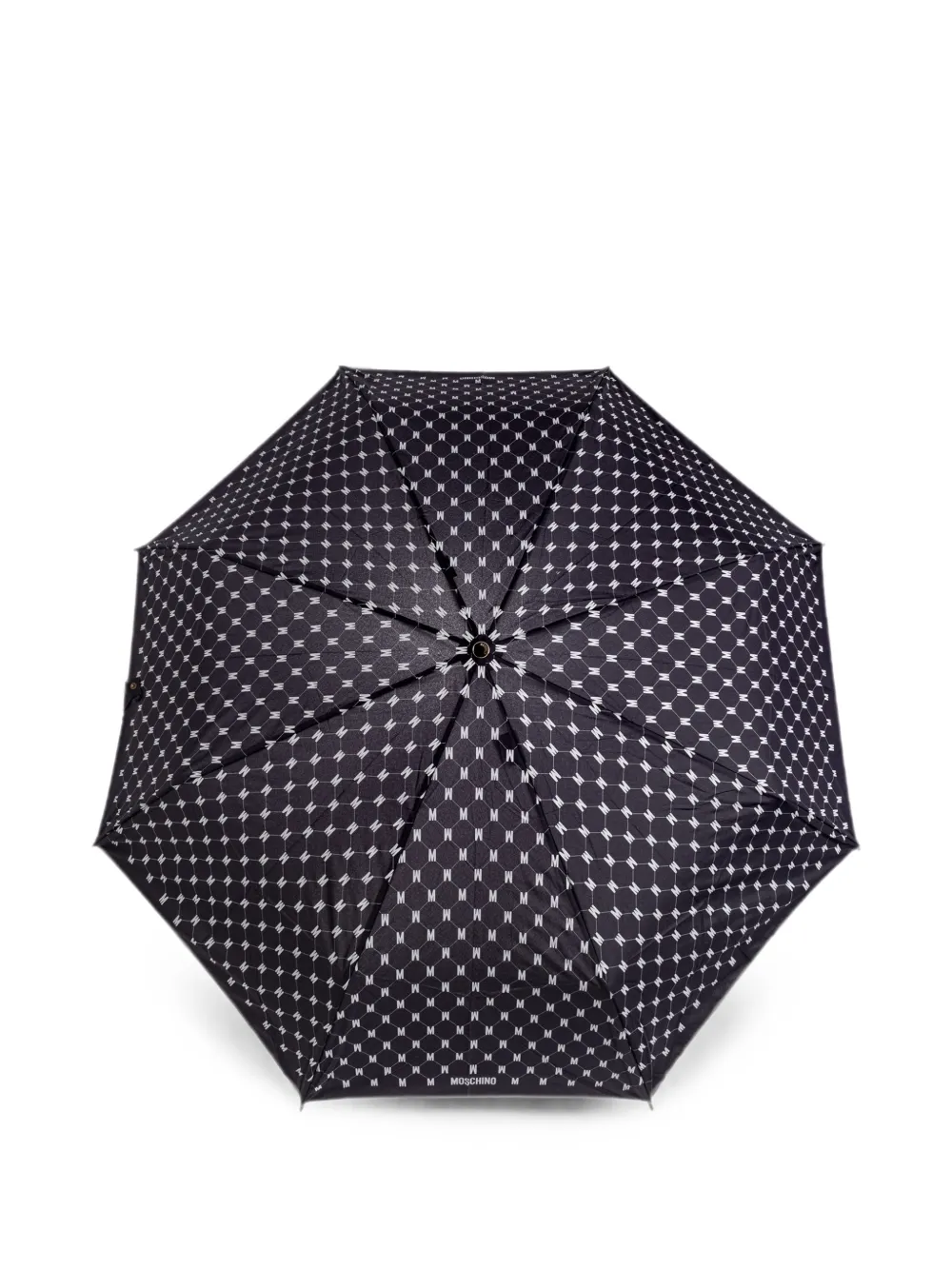 Moschino Monogram-print Folding Umbrella In Black