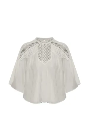 SANDRO レーストリム ストライプ トップ | ホワイト | FARFETCH JP