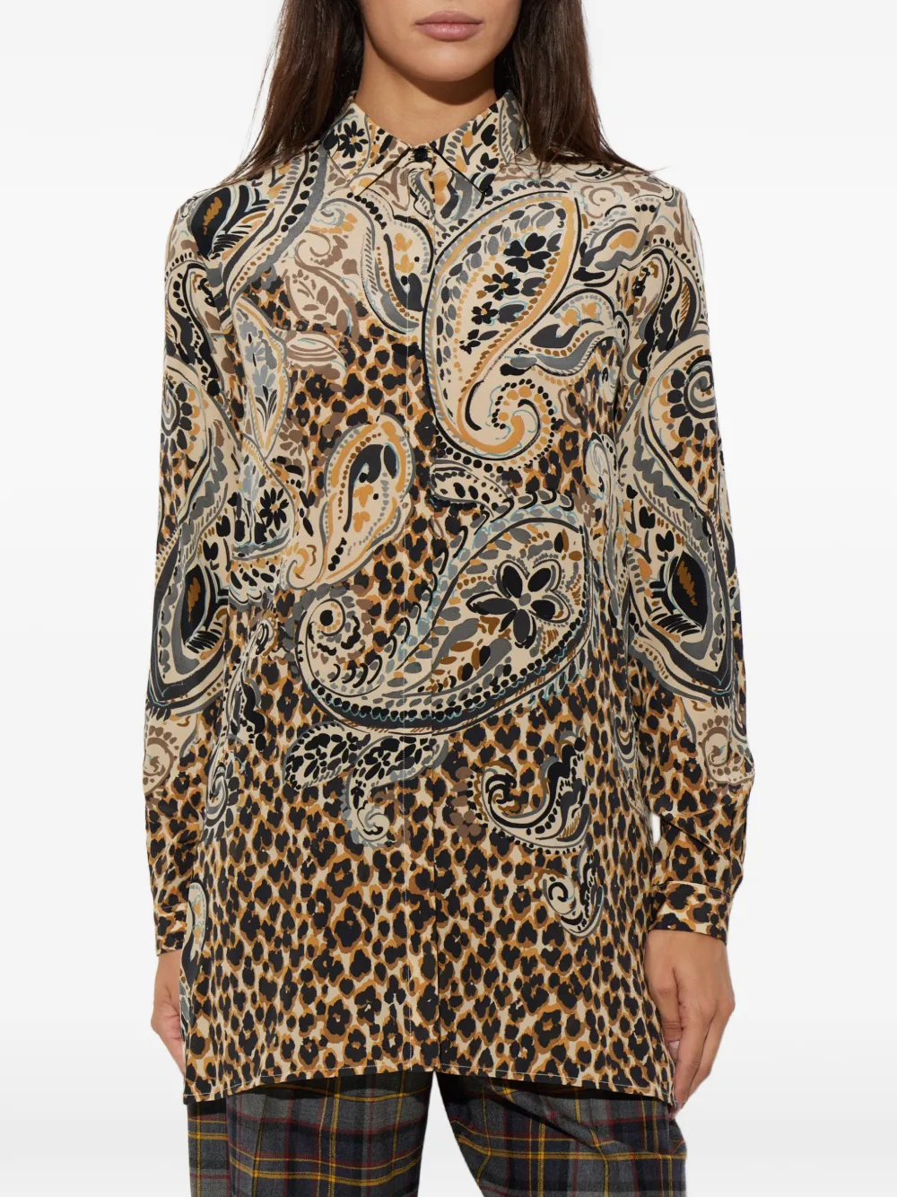 ETRO Overhemd met luipaardprint Beige