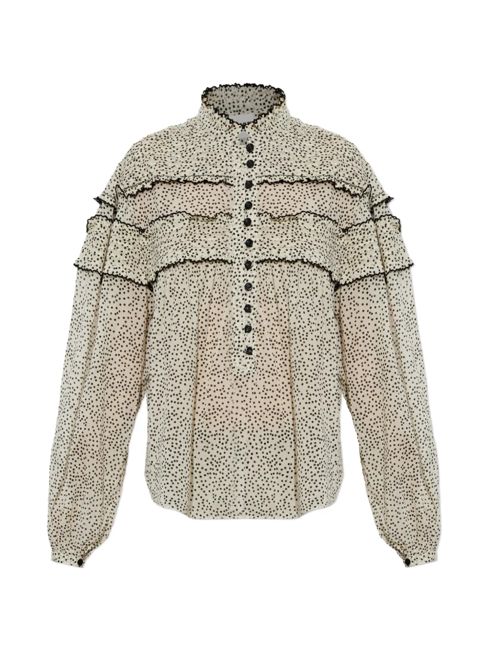 MARANT ÉTOILE Doane ruffled polka-dot top - Neutrals