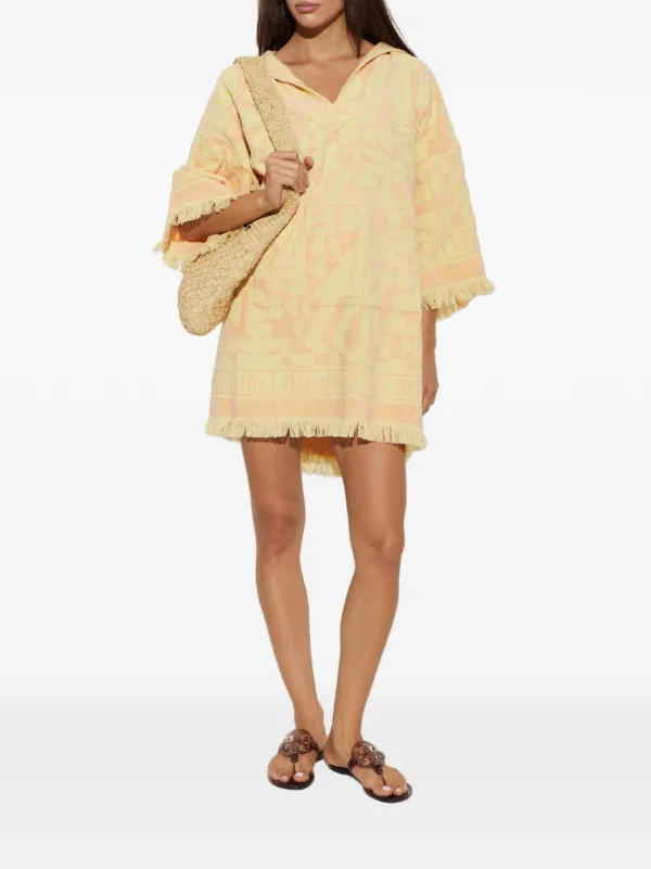 zimmermann beach dress Solstice logo-jacquard Mini | Yellow Tea length Prom Dress finished with a shirred Size:AU 04 Bad Behavior Faux Leather