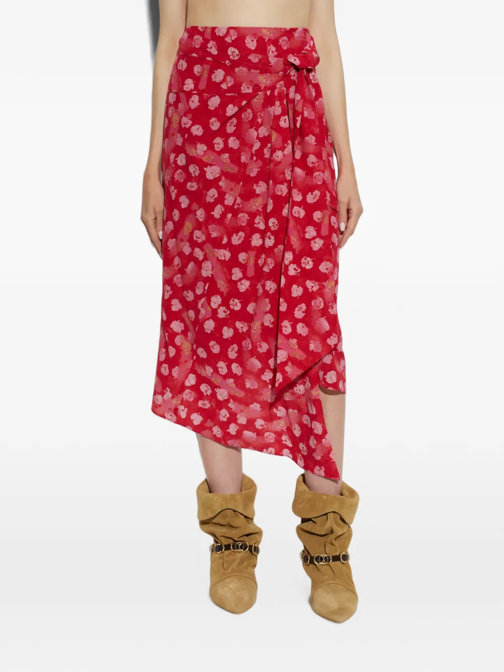 ISABEL MARANT Faniry floral-print silk skirt Rood