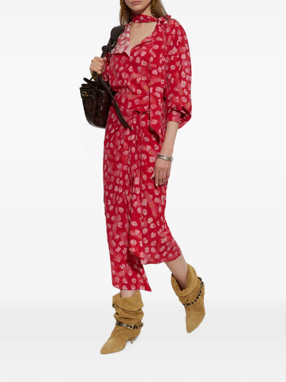 ISABEL MARANT Faniry floral-print silk skirt Rood