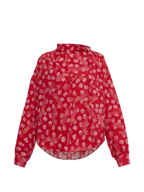 ISABEL MARANT floral-print tie-neck top