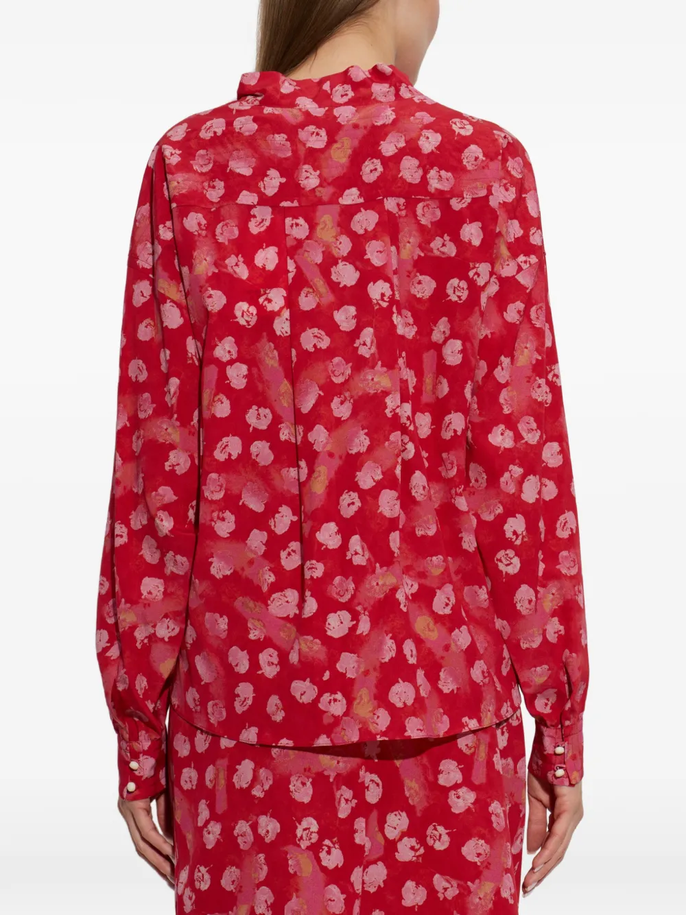 ISABEL MARANT Top met bloemen-print en gestrikte hals Rood
