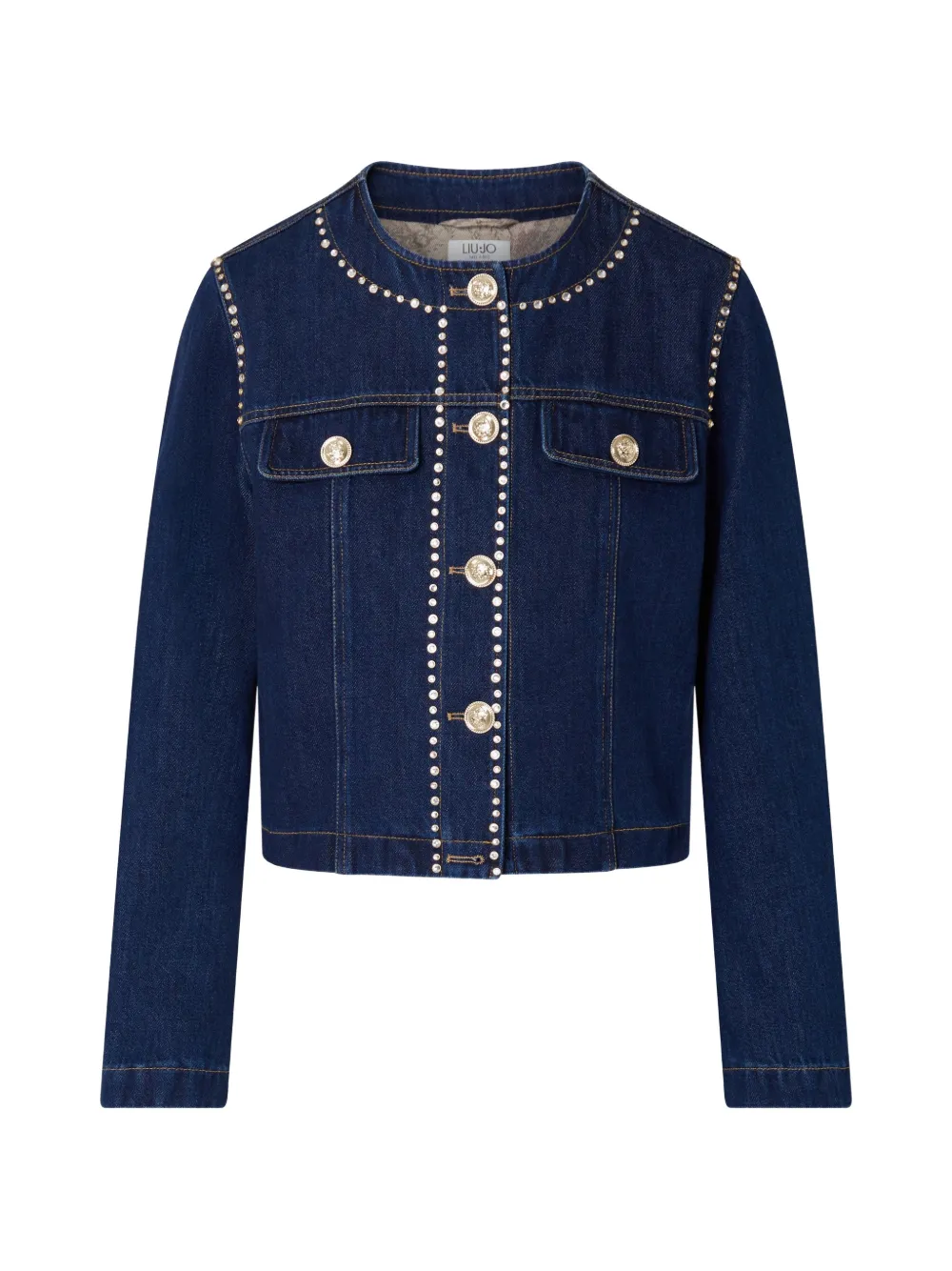 LIU JO slim fit denim jacket with rhinestones - Blu