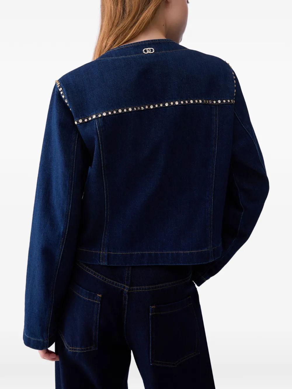 LIU JO Slim-fit denim jack met stras Blauw