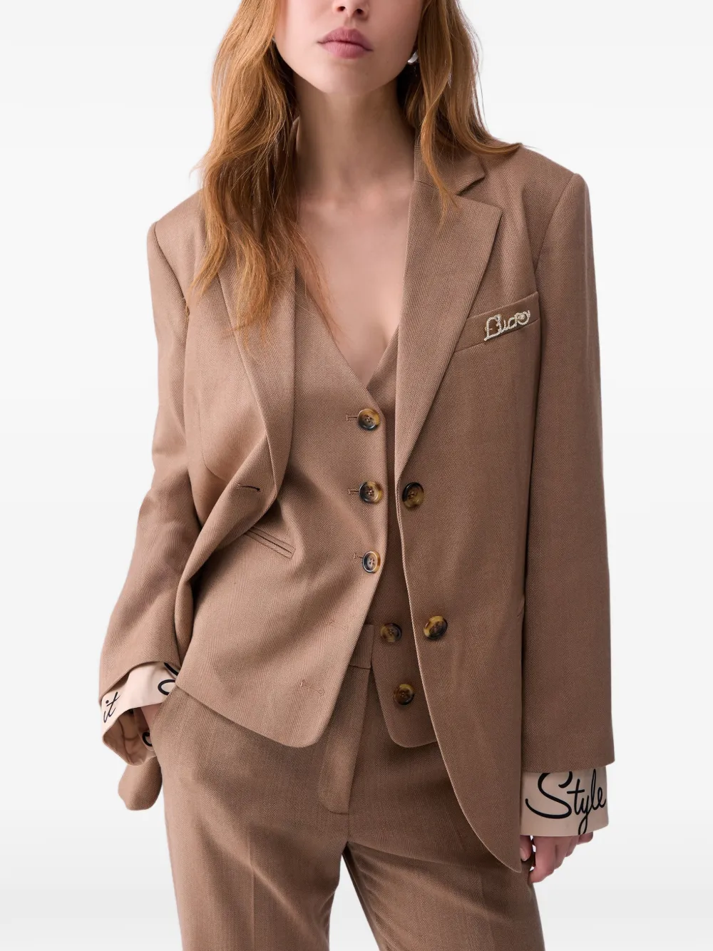 LIU JO Blazer van visgraatpatroon Beige