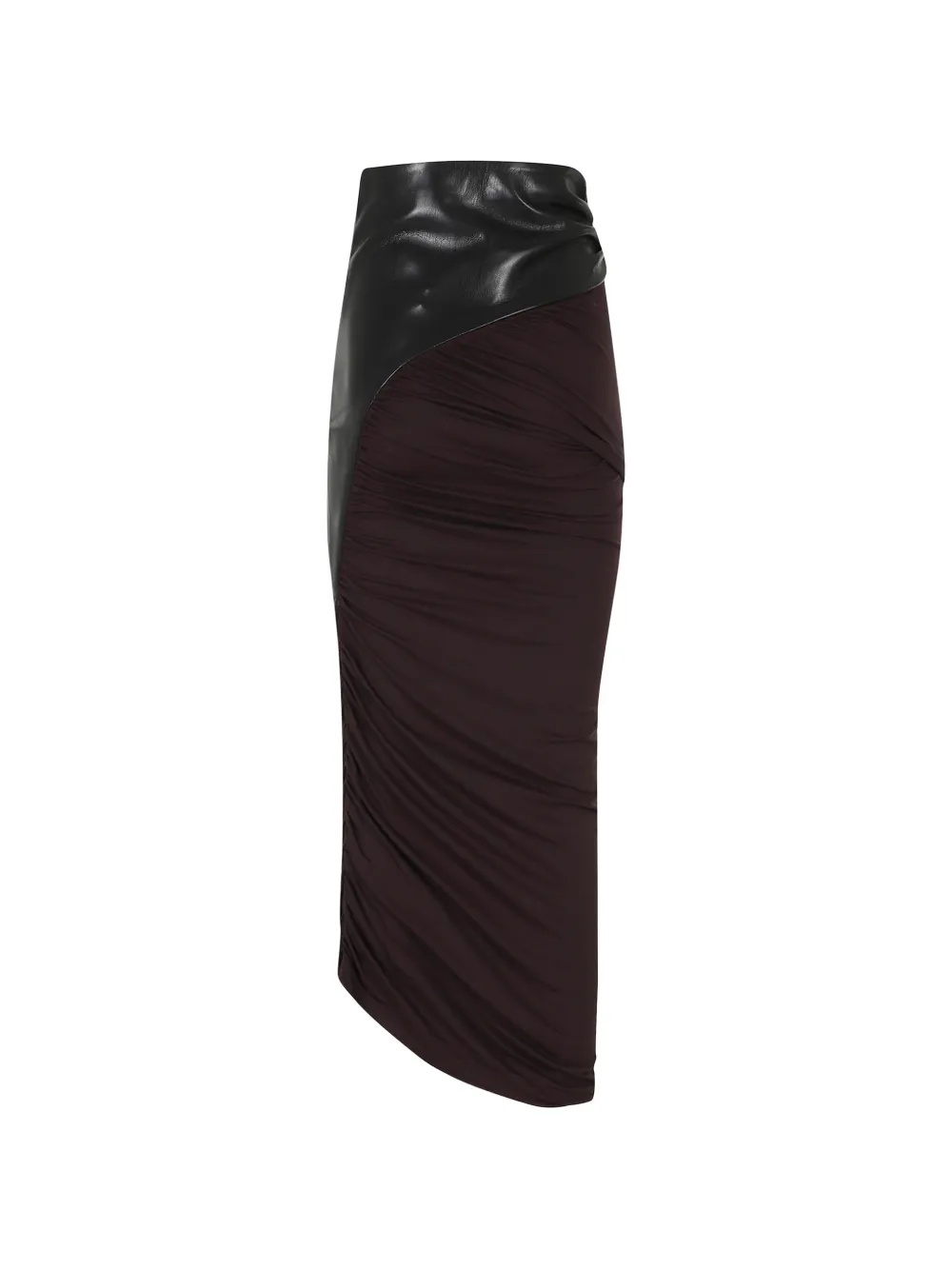 THE ANDAMANE Midi-rok met ruches en vlakken Bruin