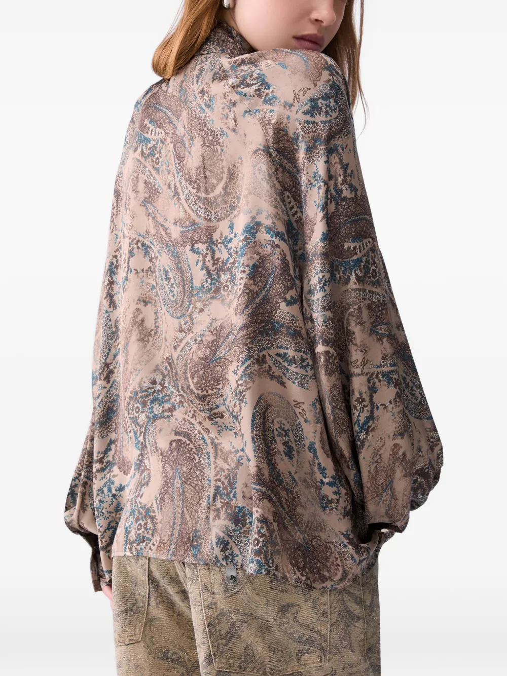 LIU JO Satijnen blouse met print Beige