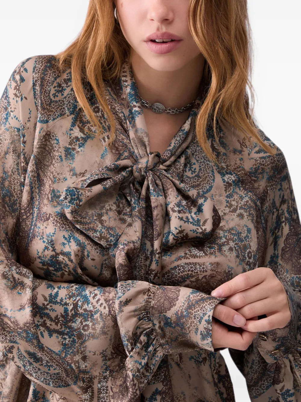 LIU JO Satijnen blouse met print Beige