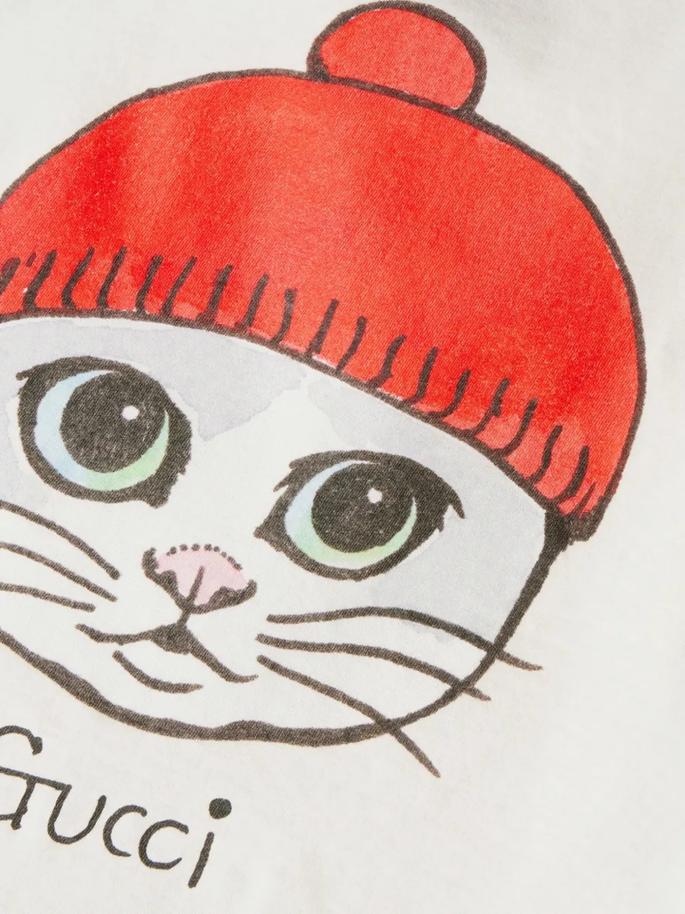 Gucci Kids cat-print T-shirt Wit