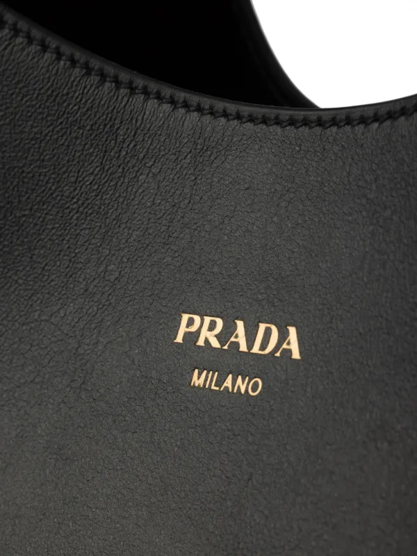 Prada Boogie Large Leather Bag | Black | FARFETCH