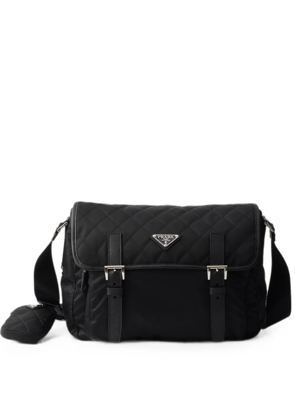Prada large quilted Re-Nylon shoulder bag with Saffiano trim - Schwarz