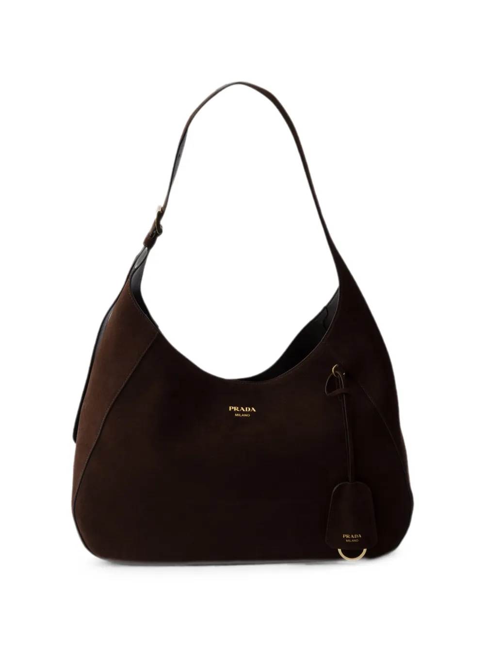 Prada Borsa grande in pelle scamosciata - Marrone