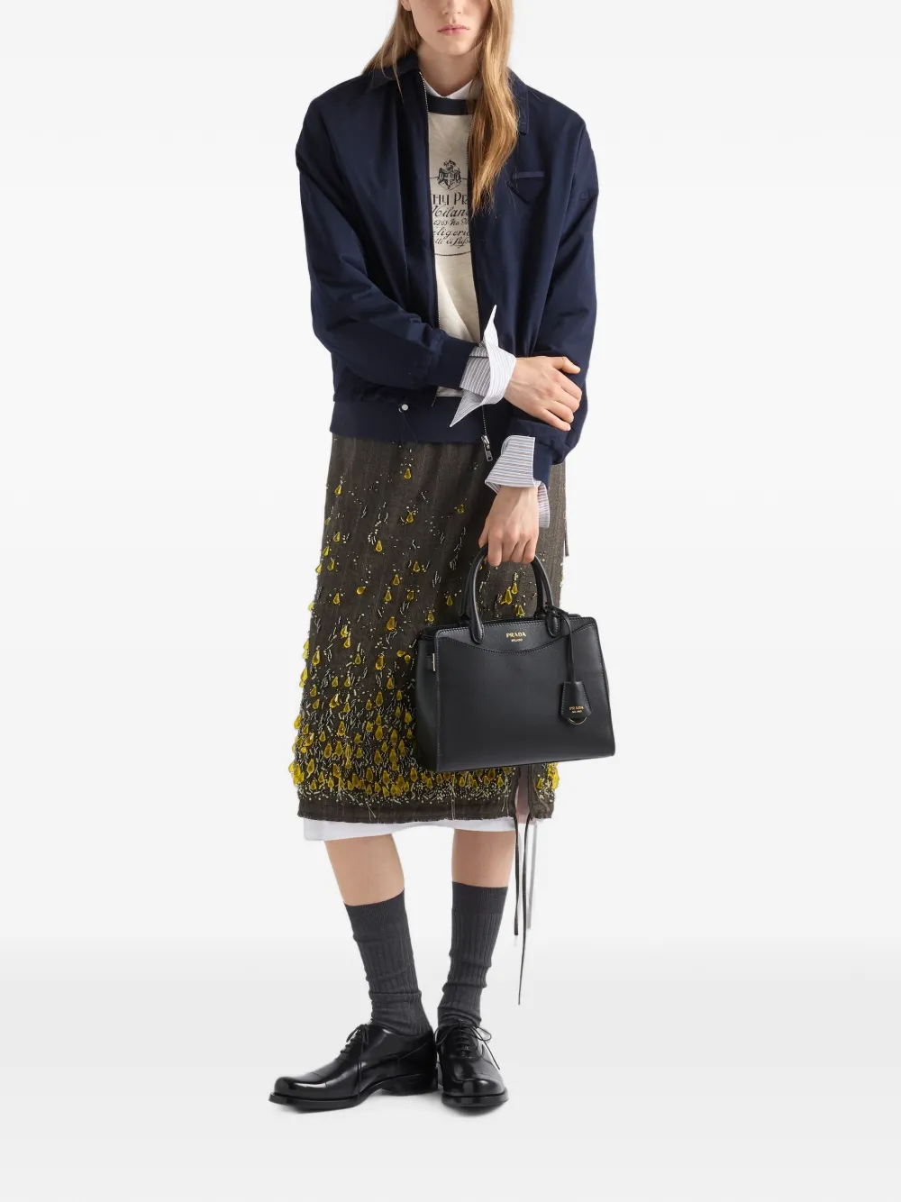 Prada Medium Prelude leren handtas Zwart