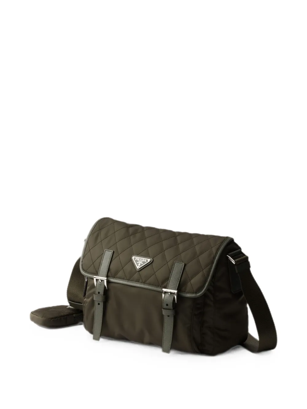 Prada Grote Re-Nylon gewatteerde schoudertas met Saffiano afwerking Groen