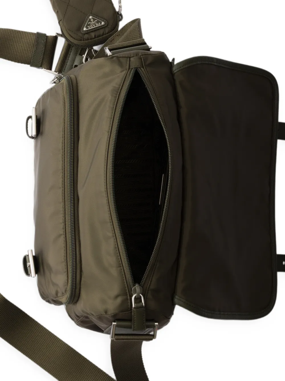 Prada Grote Re-Nylon gewatteerde schoudertas met Saffiano afwerking Groen