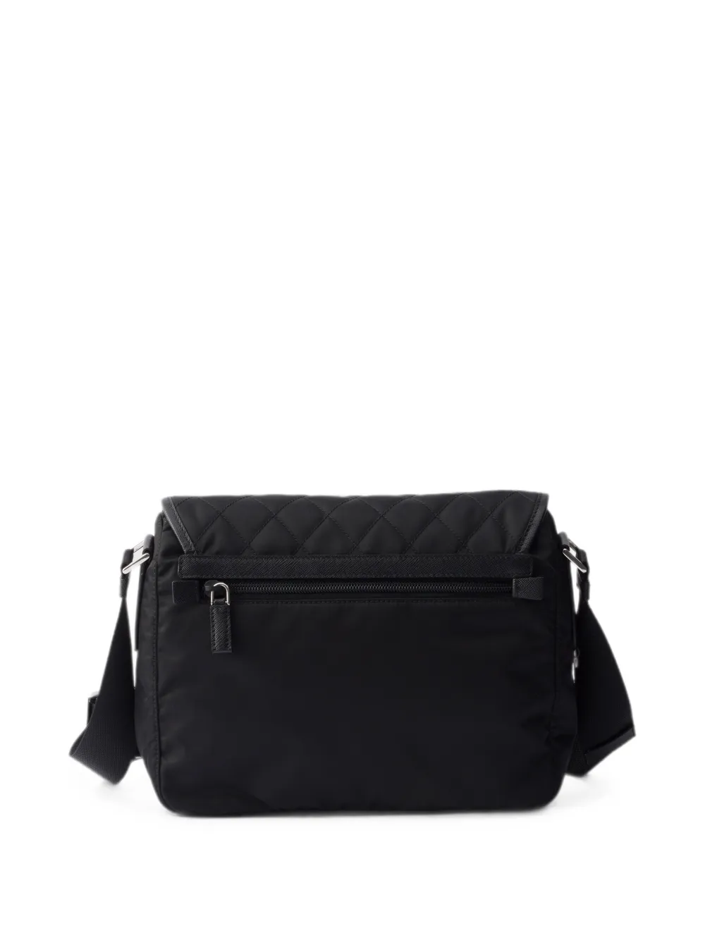 Prada Medium Re-Nylon gewatteerde schoudertas met saffiano leren afwerking Zwart