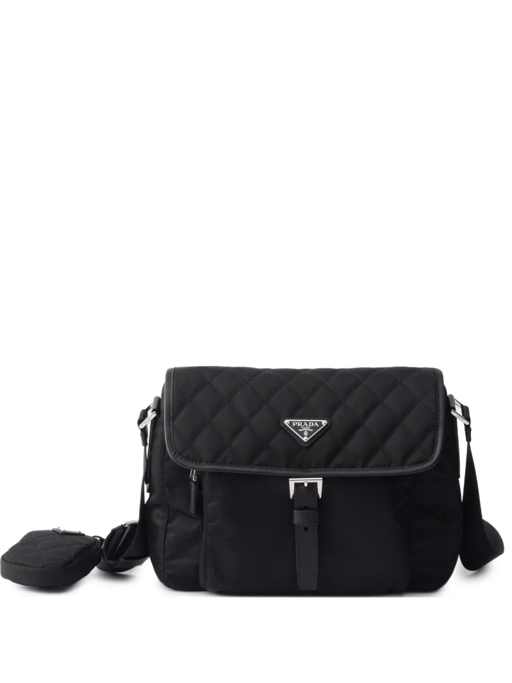 Prada medium quilted Re-Nylon shoulder bag with Saffiano leather trim - Schwarz