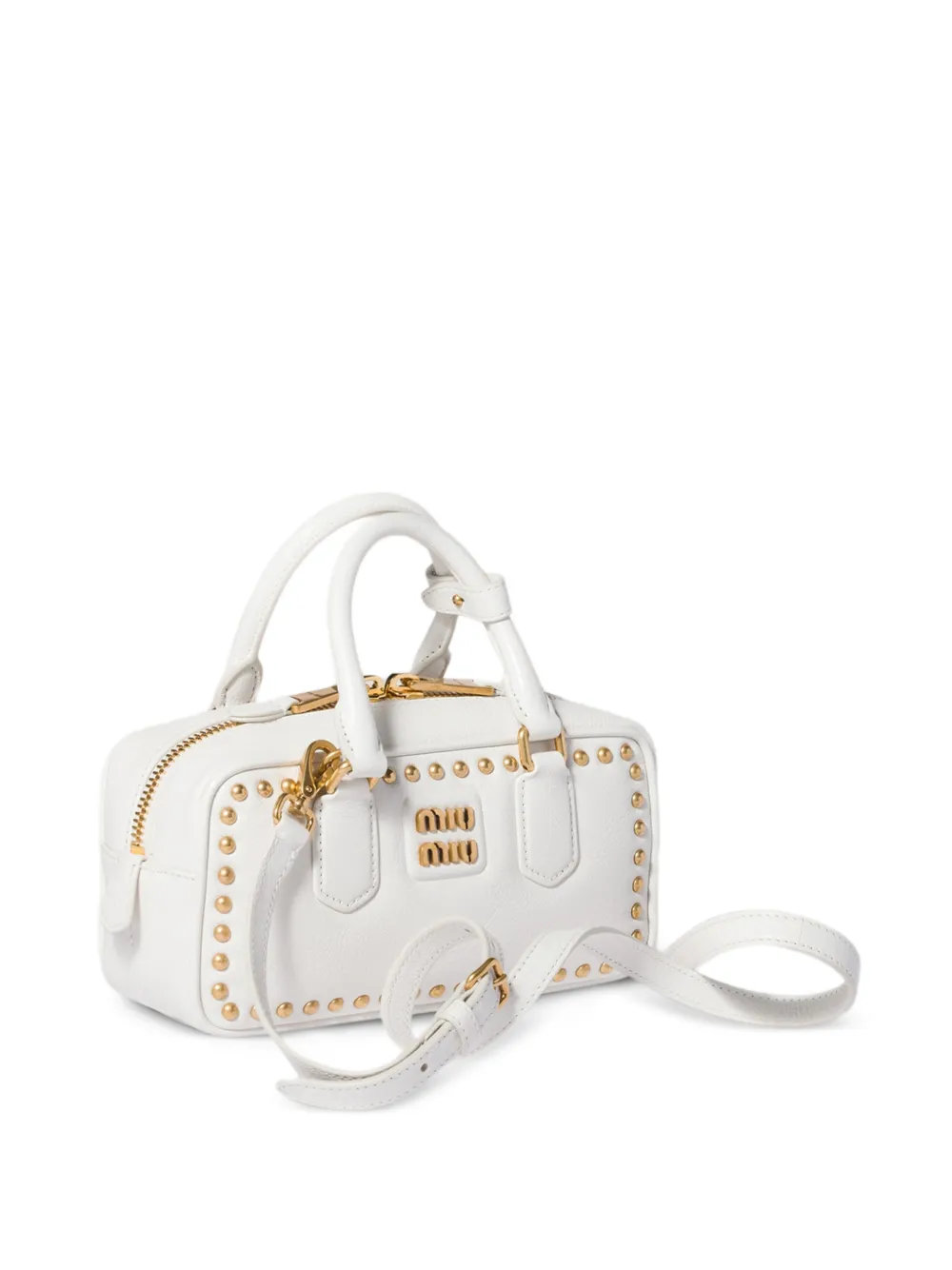 Miu Arcadie leren tas met studs Wit