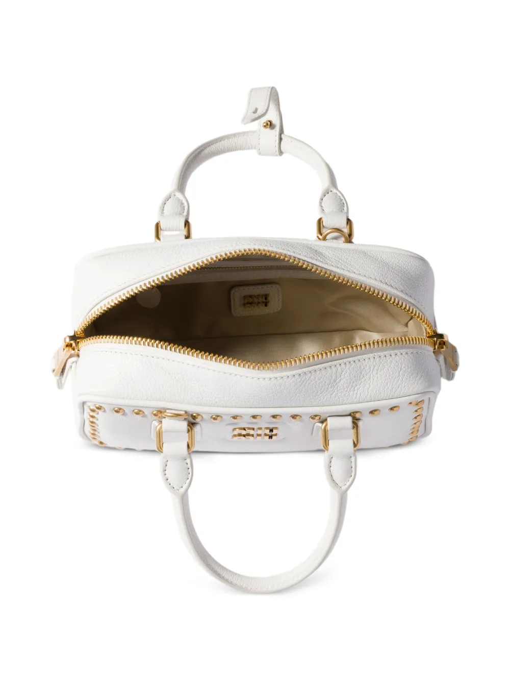 Miu Arcadie leren tas met studs Wit