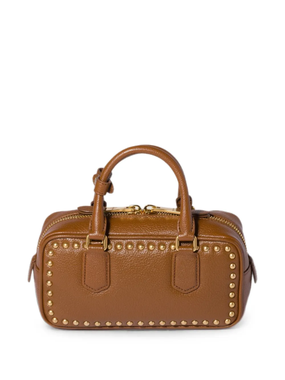 Miu Arcadie leren tas met studs Bruin