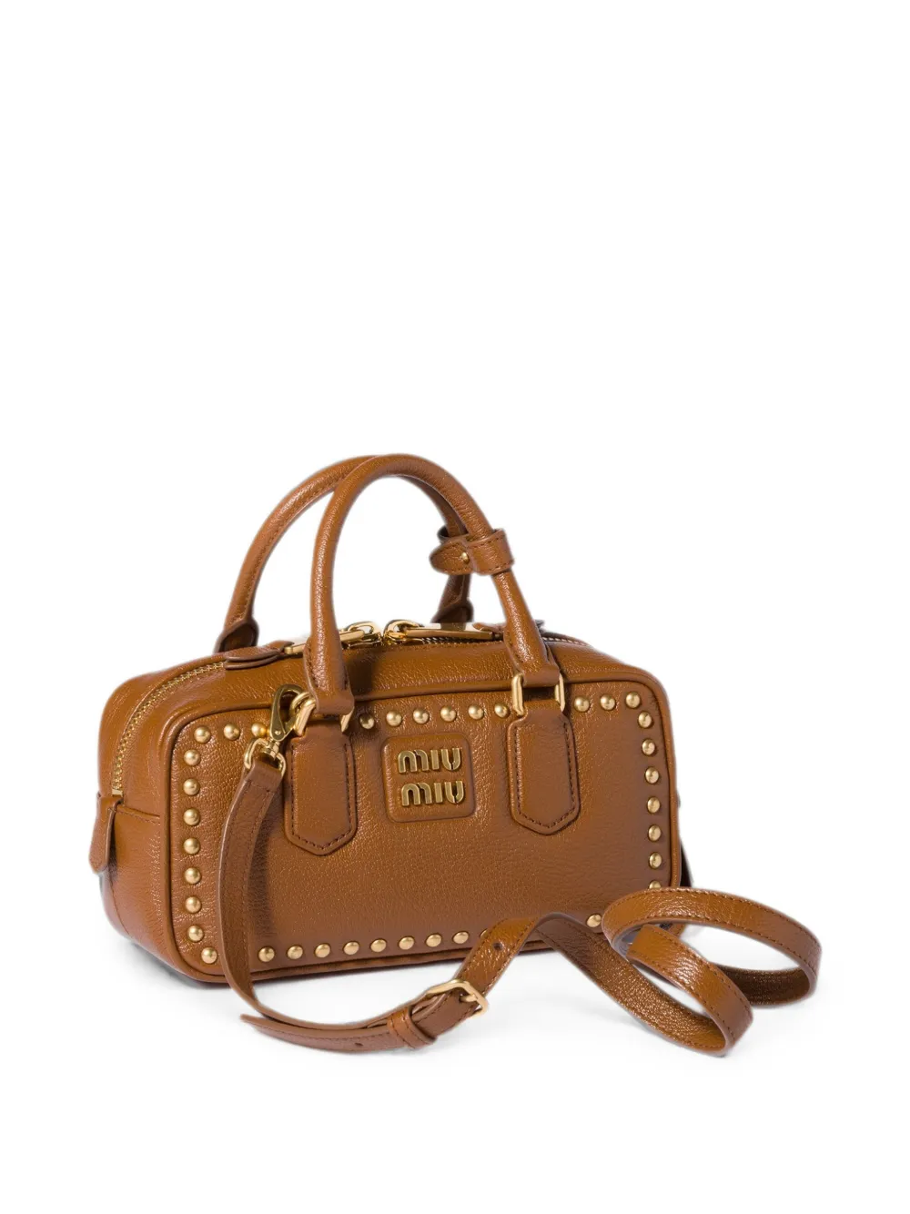 Miu Arcadie leren tas met studs Bruin
