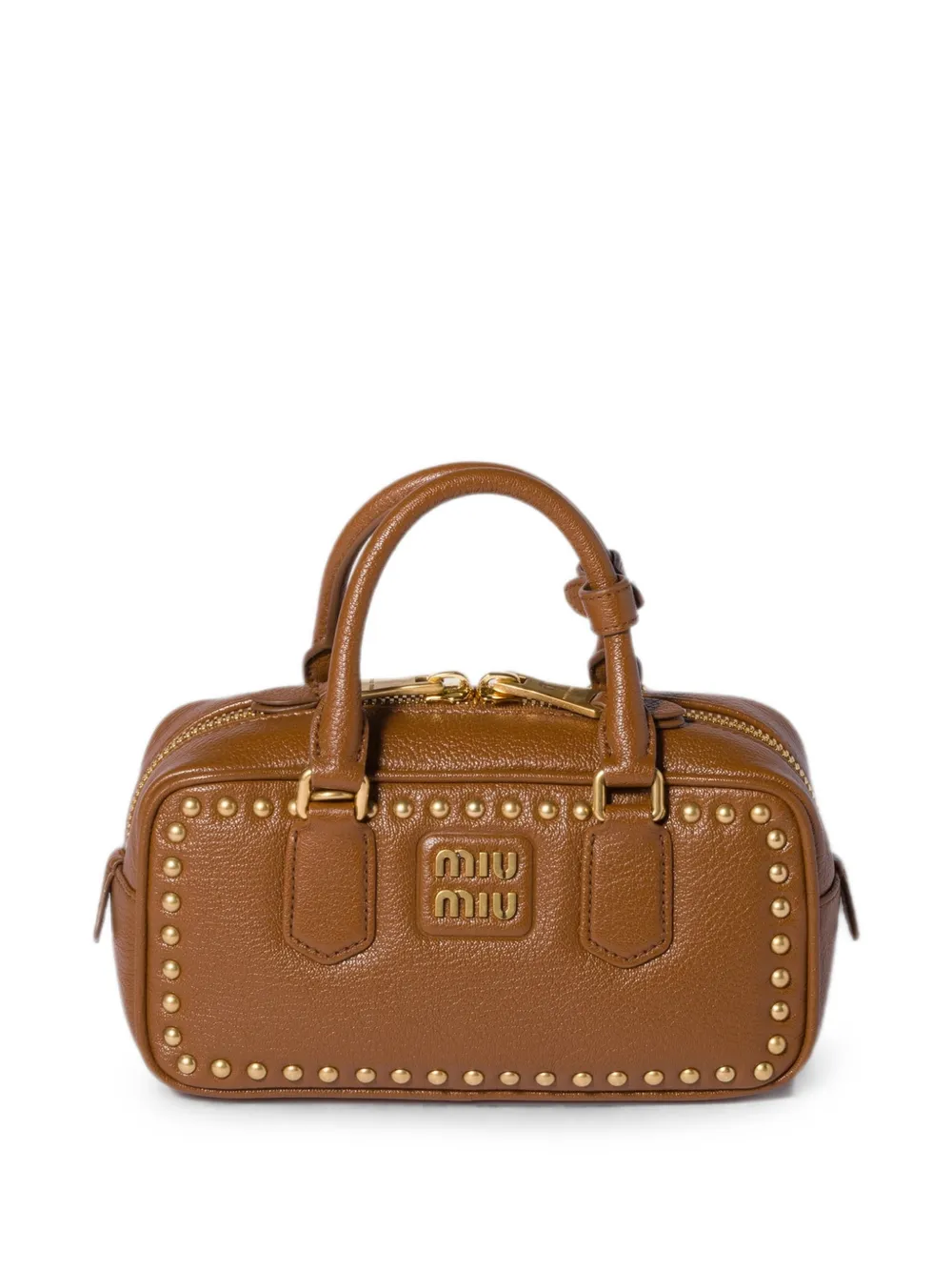 Miu Arcadie leren tas met studs Bruin