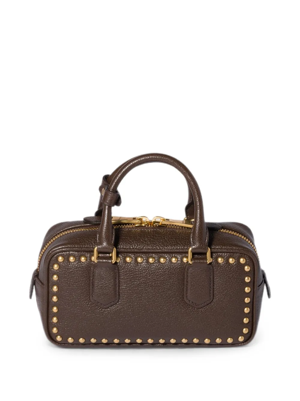 Miu Arcadie leren tas met studs Bruin