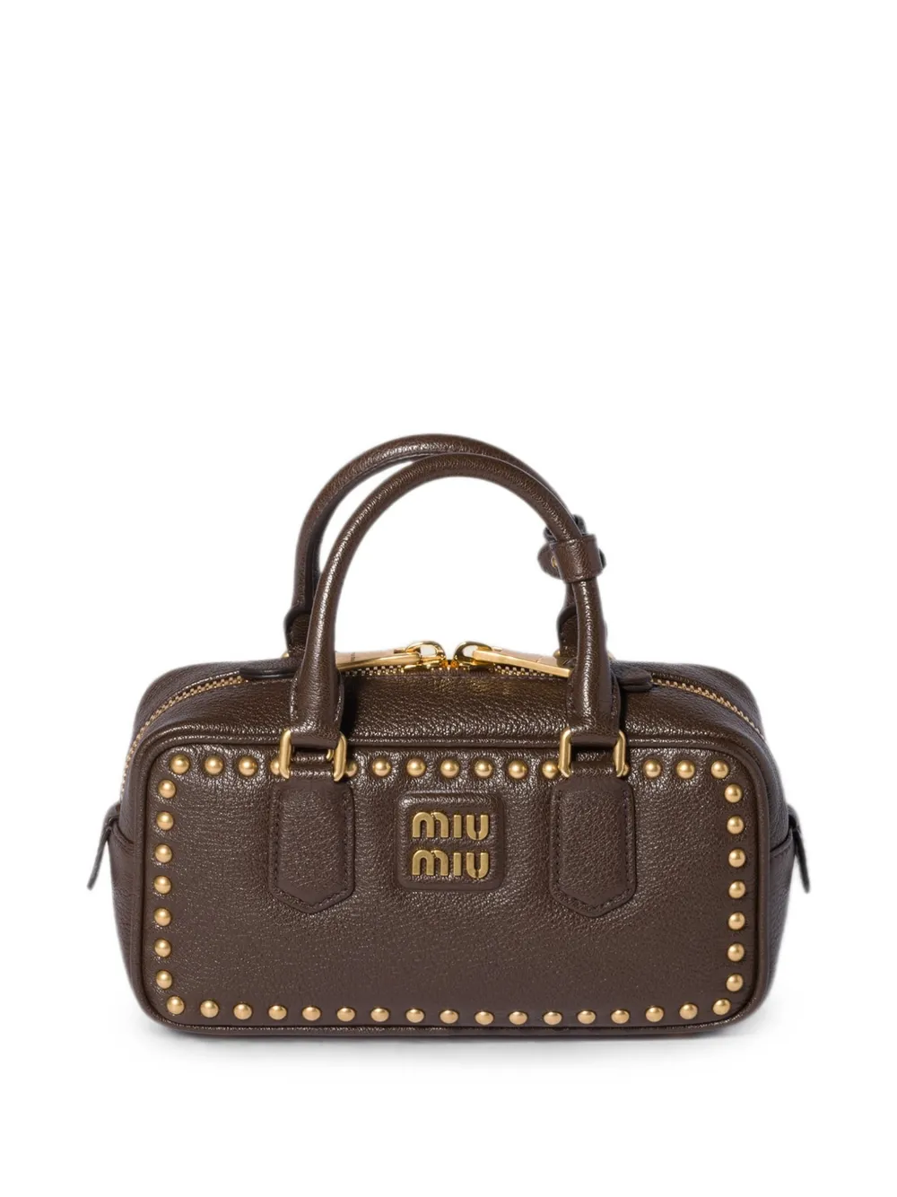 Miu Arcadie leren tas met studs Bruin