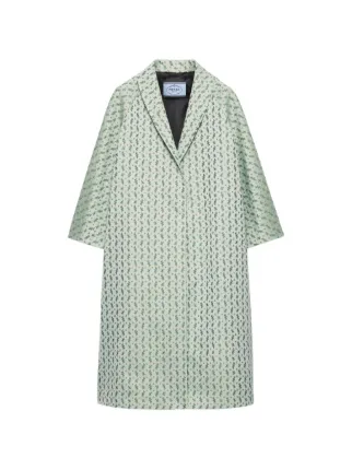 Prada single-breasted Floral Jacquard Duchesse Coat | Green | FARFETCH