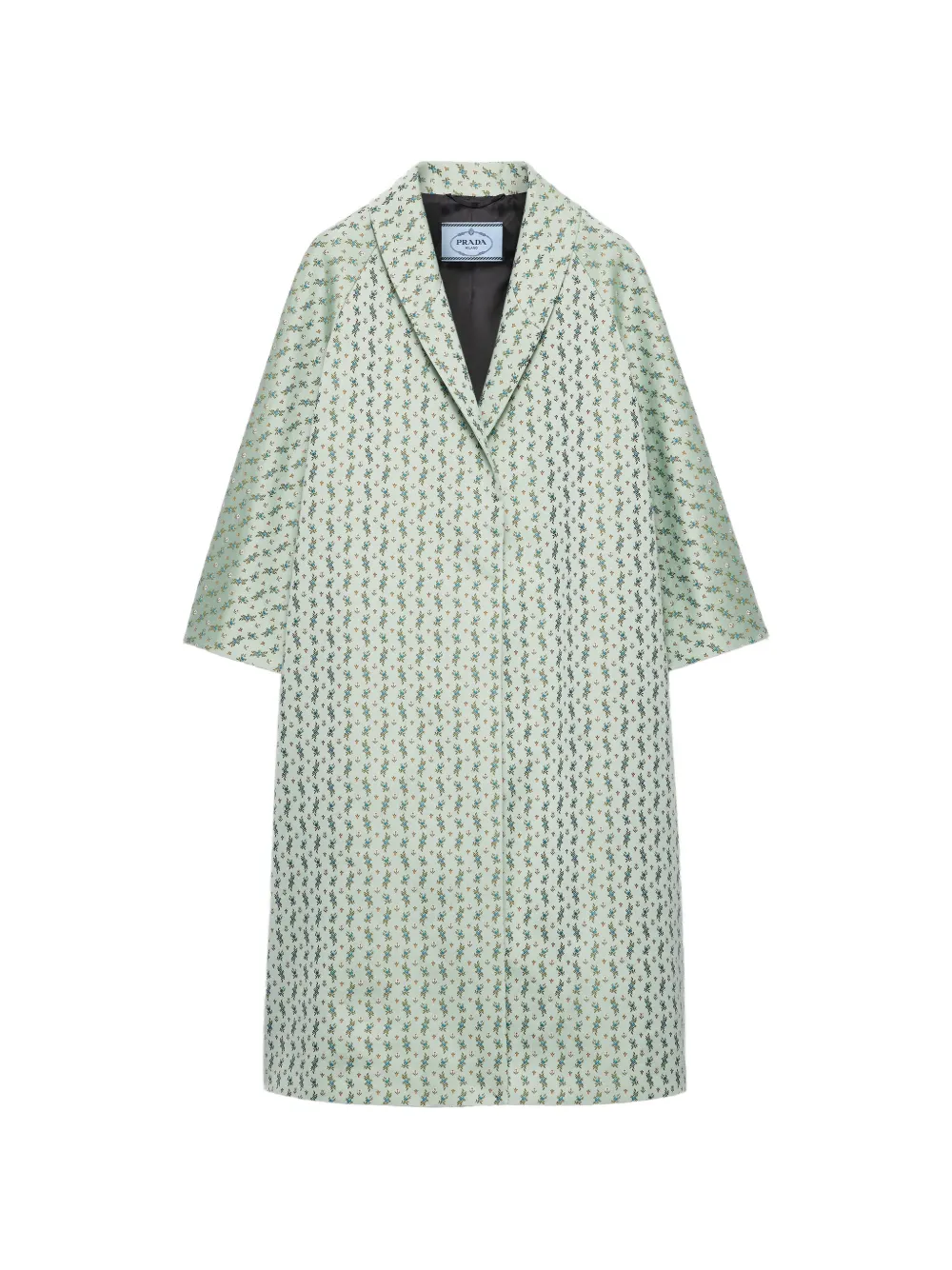 Prada Duchesse jas met enkele rij knopen en bloemen-jacquard Groen