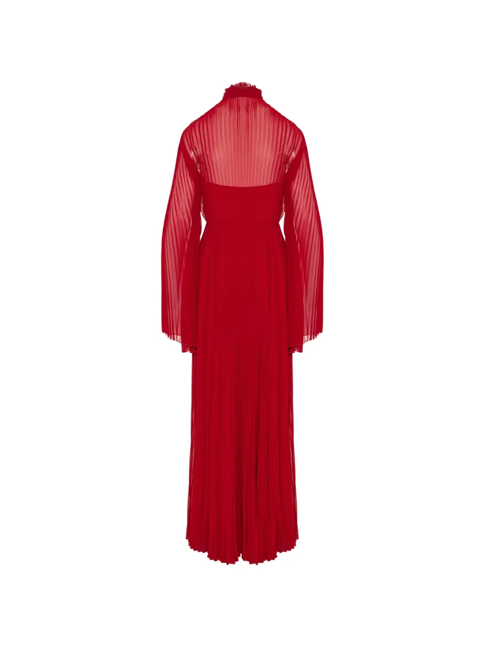 Gucci Geplooide maxi-dress met lange mouwen en strik Rood