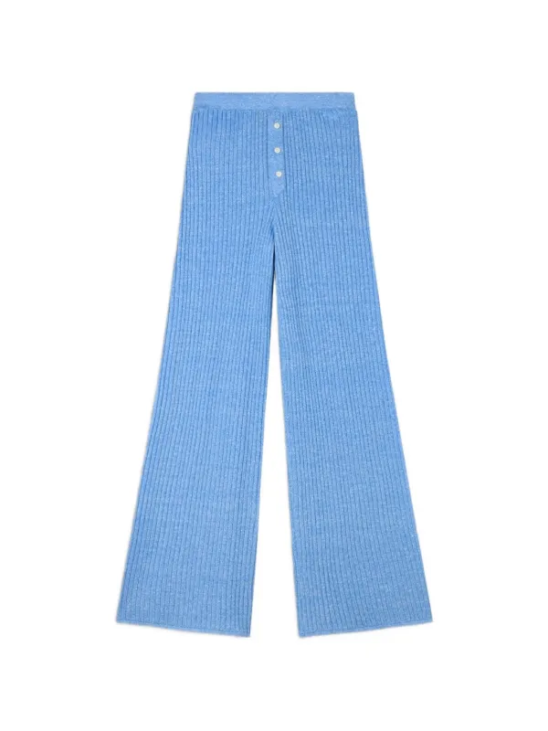 Guest In Residence Ribbed-knit Button-front Trousers in Blue