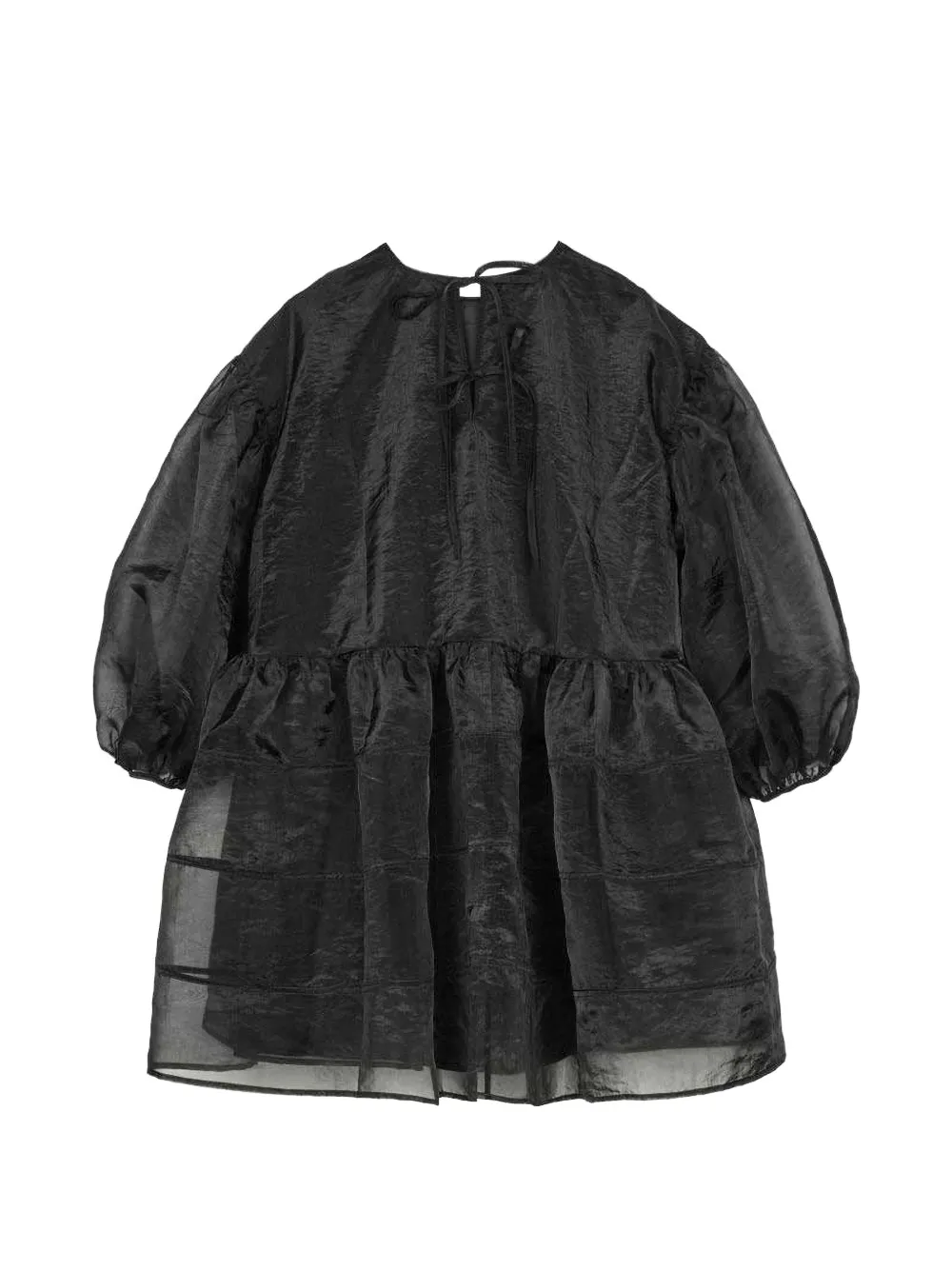 Cecilie Bahnsen Mini Sheer Crinkled-texture Mini Dress in Black, view 2