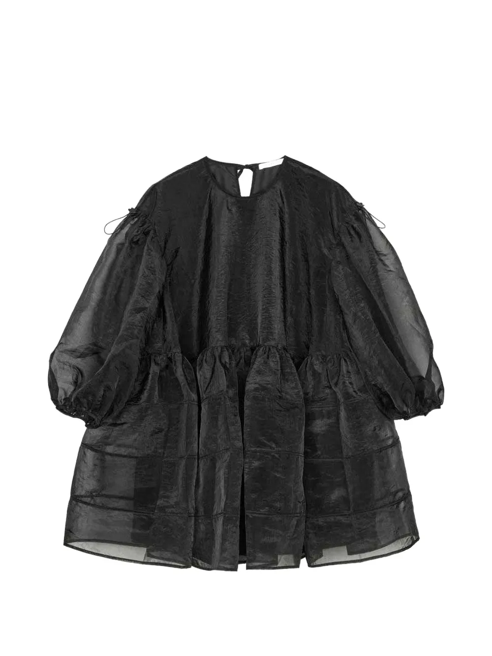 Cecilie Bahnsen mini sheer crinkled-texture mini dress - Nero