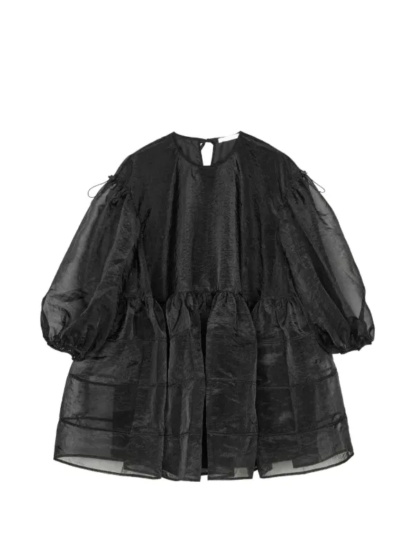 Cecilie Bahnsen Mini Sheer Crinkled-texture Mini Dress in Black