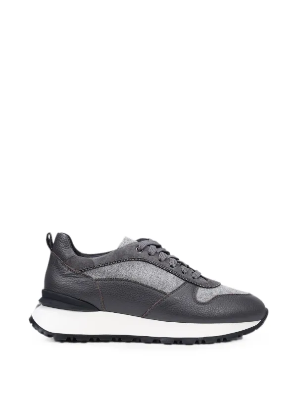 Doucal's Panelled Low-top Sneakers in Brown
