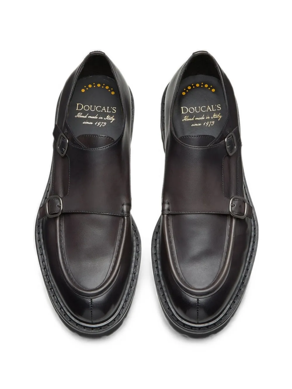 Doucal's double-buckle leather loafers Zwart