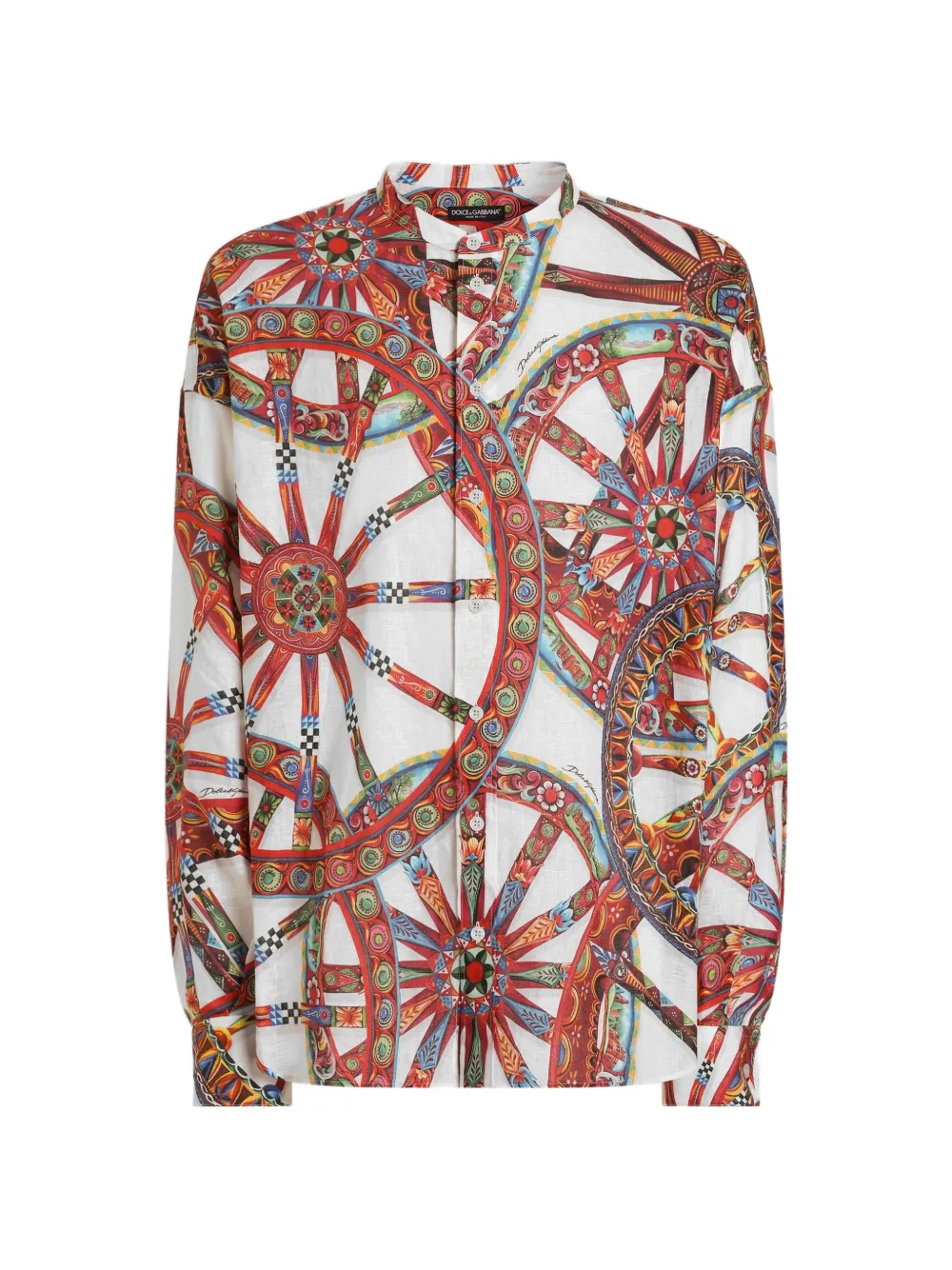Dolce & Gabbana Carretto-print band-collar shirt
