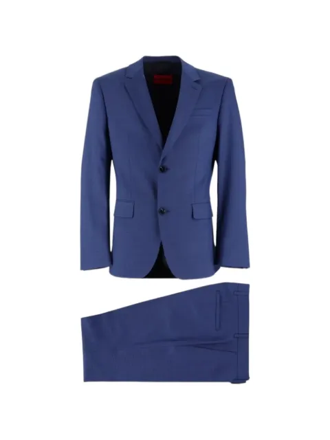 HUGO single-breasted slub-texture suit