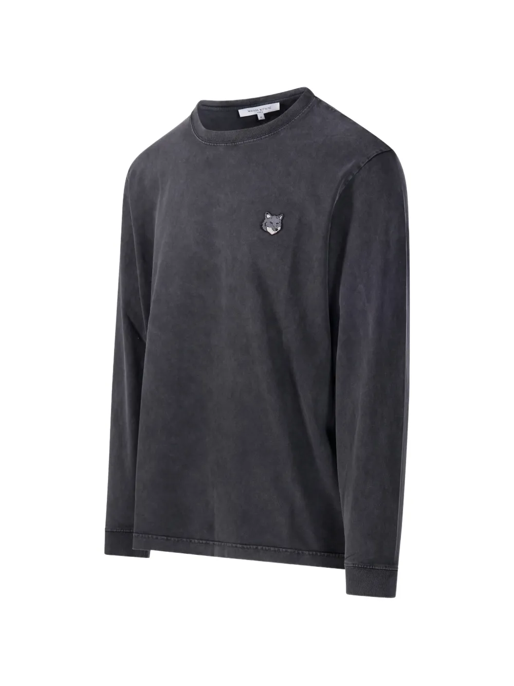Maison Kitsuné T-shirt met patch en lange mouwen Zwart