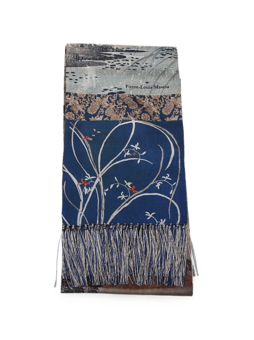 Pierre-Louis Mascia mixed-print fringed scarf - Blu