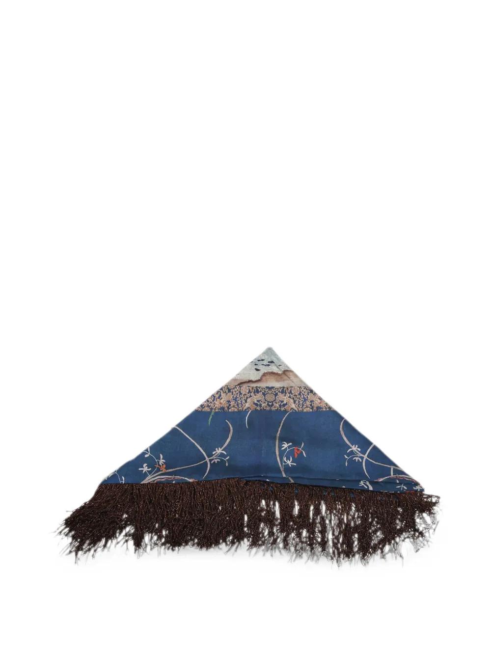 Pierre-Louis Mascia fringe-trim floral-print scarf - Blu